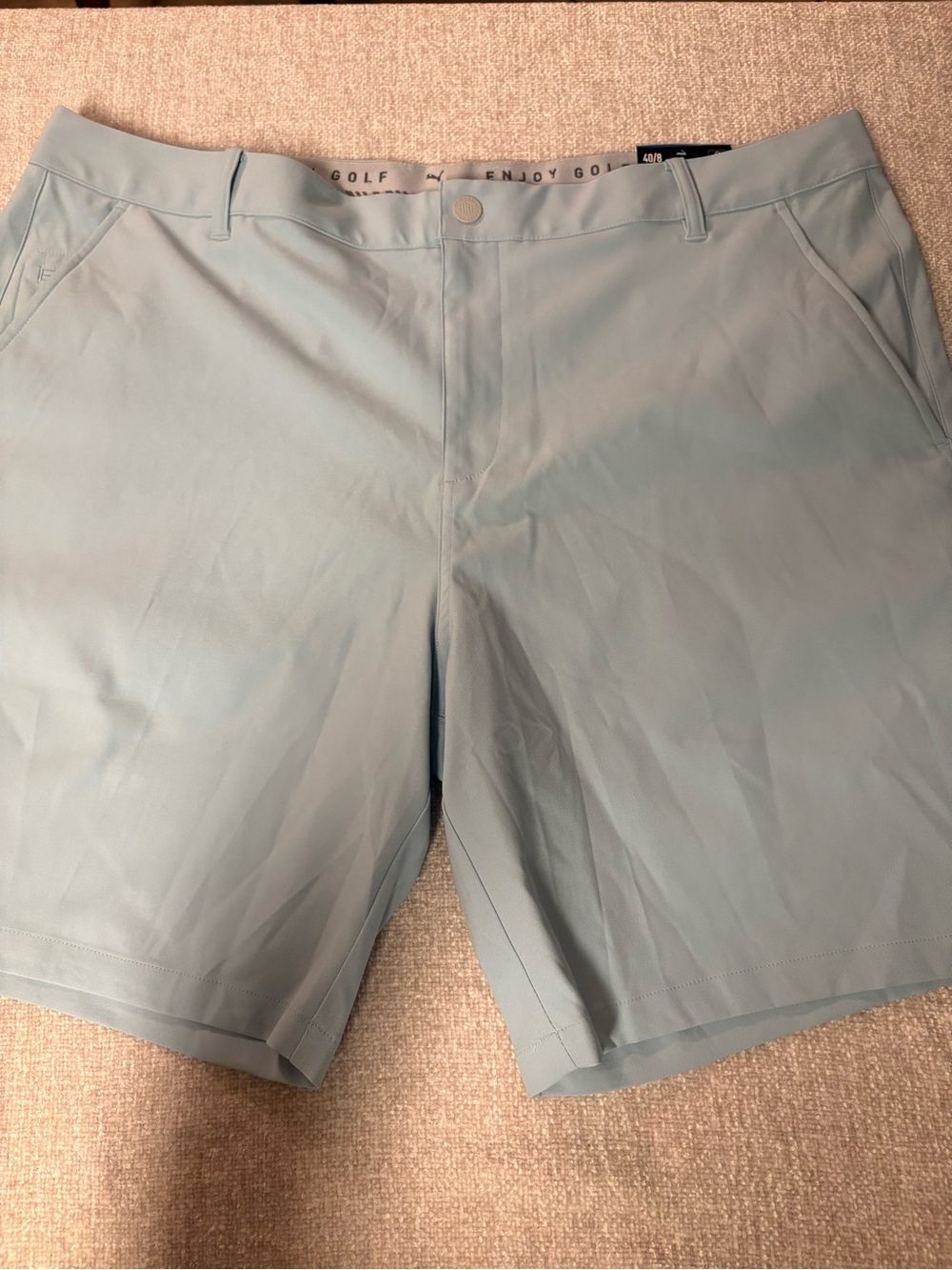 NWT Pale Blue/Green Men’s Puma Dealer Enjoy Golf Shorts - Size 40